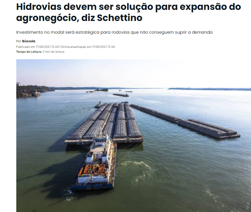 Waterways should be a solution for the expansion of agribusiness, says Schettino