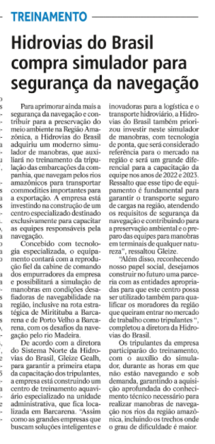 Hidrovias do Brasil compra simulador para segurança da navegação